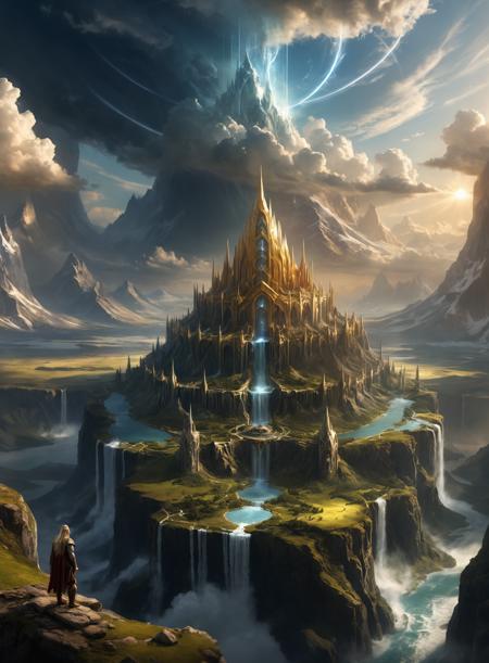 beautiful and epic artwork of asgard , epic fantasy sky