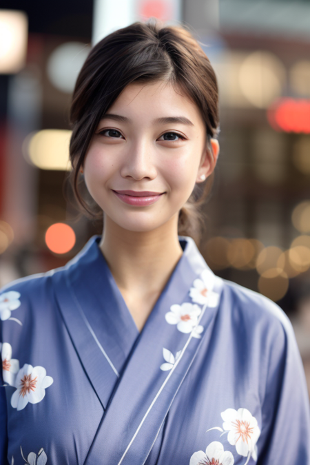 1girl,((wearing a yukata)),(in Shibuya city center:1.4),(RAW photo, best quality), (realistic, photo-realistic:1.4), masterpiece, an extremely delicate and beautiful, extremely detailed, 2k wallpaper, Amazing, finely detail, extremely detailed CG unity 8k wallpaper, ultra-detailed, highres, soft light, beautiful detailed girl, extremely detailed eyes and face, beautiful detailed nose, beautiful detailed eyes,cinematic lighting,city lights at night,perfect anatomy,slender body,light smile,