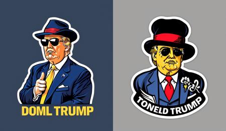 donald trump as retro mobster, mafia, gangster, colorful, vintage style, ((t-shirt design)), sticker style vector-art