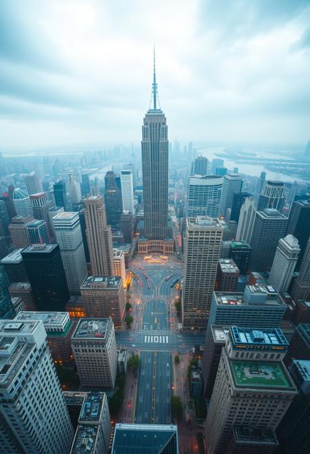 Gravity has disappeared in the city and everything starts to rise into the air, a bird's-eye view,