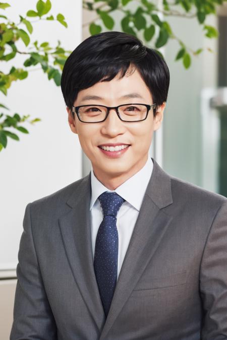 1boy , ,smile, solo,upper body , outdoors, glasses,  <lora:Celebrity-yu_jaeseok_v1:0.8>, jaeseok, indoor, suit,
masterpiece, high quality, highres, realistic,