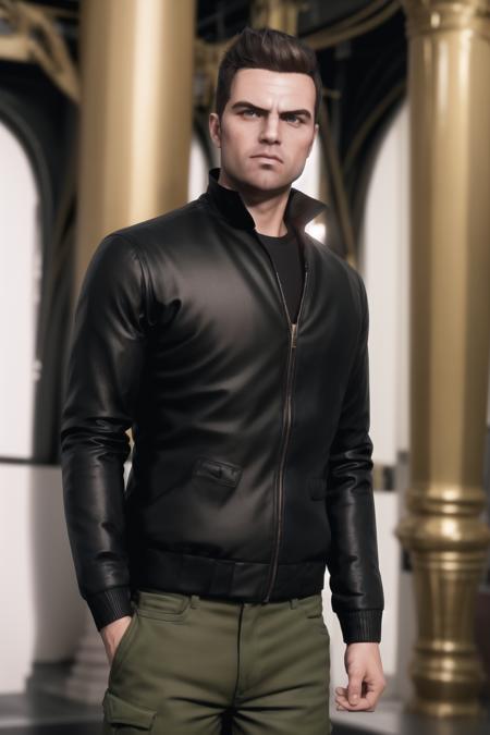 standing in front of a golden sculpture in a room with columns and columns, (Close-Up:1.3),<lora:Agent47_hitman-KK77-V1:0.4>
Standing at attention,
black jacket,green pants,black_tshirt,
<lora:Claude_Speed_GTA3-KK77-V1:0.7>,black_hair,
1 Man, 33yo,male,looking at viewer,(angry:1.0),
NSFW,official art,extremely detailed CG unity 8k wallpaper, perfect lighting,Colorful, Bright_Front_face_Lighting,
(masterpiece:1.0),(best_quality:1.0), ultra high res,4K,ultra-detailed,
photography, 8K, HDR, highres, absurdres:1.2, Kodak portra 400, film grain, blurry background, bokeh:1.2, lens flare, (vibrant_color:1.2)