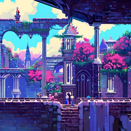 A platform game, celeste, Castlevania, pixelart, castle outside, sunny, spring, flowers, sidescroller,