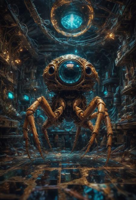 fisheye lens (fisheye view) photograph, ((The Pincer is a tough, positional chess player who will squeeze you over the board until you resign, it's ELO is reported as 2.50777%, it looks similar to a (whipScorpion) mechanical alien,)) echo image, sidelit, masterpiece from a different dimension, film grain, noise offset,  <lora:add-detail-xl:1>  candid photography, Getty Images quality photograph , double exposure, multiple-exposure photograph, UHD, very slow shutter speed to capture motion, experimental coloured lighting, experimental angles, strong fisheye-lens/ intense fisheye-view photograph, intricately detailed, very detailed background, realisticvision-negative-embedding, realisticvision-negative-embedding, epiCRealism