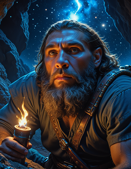 ((neanderthal)) man, iredescent light , cinematic hard blue lighting,high angle hd 8k sharp shallow depth of field, 
dark deep space a place mystical lsd hallucination dream, very detailed, hyperrealistic, very detailed, William
 Adolphe bouguereau,colourised, epic, tragic, military art, fantasy, dieselpunk, hd shot, digital portrait, beautiful,
 artstation, comic style, by artgerm, guy denning, jakub rozalski, magali villeneuve and charlie bowater,dramatic 
atmosphere, atmospheric perspective,torch lighting,ray tracing,starry universe background,perfecteyes, Smooth Quality, ArsMJStyle, Colored pencil hyperdetailed realism, <lora:clear:1>, <lora:FF.101.juggernautXL_version6Rundiffusion.LORA:0.7>, <lora:Hyperdetailed_Colored_Pencil:0.6>, <lora:SDXLDetailer:1>