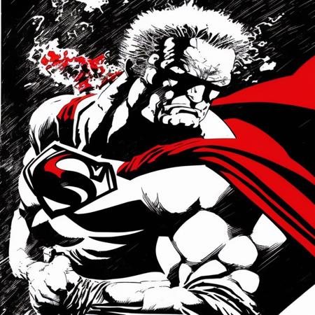 Superman, red and black color scheme, sinCity_iamYork