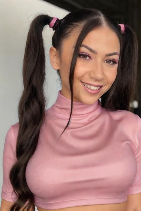 p1p0k1nh4 woman smiling ponytails braces