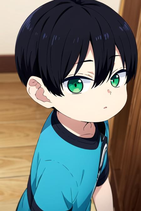 gakuto_yuzuki, black hair, green eyes, short hair, child
