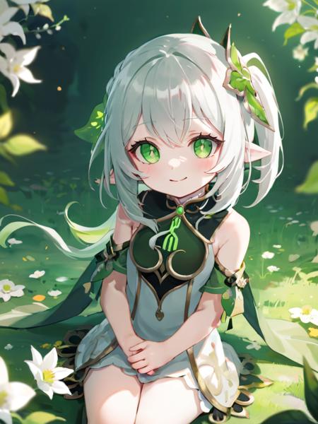 (best quality),((masterpiece)),(highres),original,extremely detailed 8K wallpaper,(an extremely delicate and beautiful),anime,<lora:Nahida_xl:0.8>,(\na xi tan\),1girl,high and light,grainy,smile,indifferent,hazy,floral,hazy,gentle,erotic,trendy,best quality,(\na xi tan\),Gradient hair,white hair,green hair,full body,