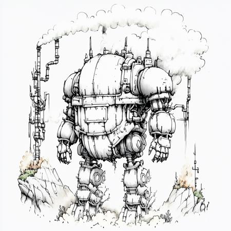 Whimsical Mechanica Line Drawing SDXL