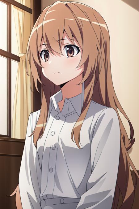 (extremely detailed CG unity 8k wallpaper),(masterpiece),(best quality),(ultra-detailed),(best illustration),(best shadow),(absurdres), <lora:Taiga Aisaka:0.8> Taiga Aisaka, 1girl, aisaka taiga, solo, long hair, brown hair, brown eyes, looking to the side, looking away, looking away from viewer, indoors, (detailed background, intricate background:1.1), beautiful