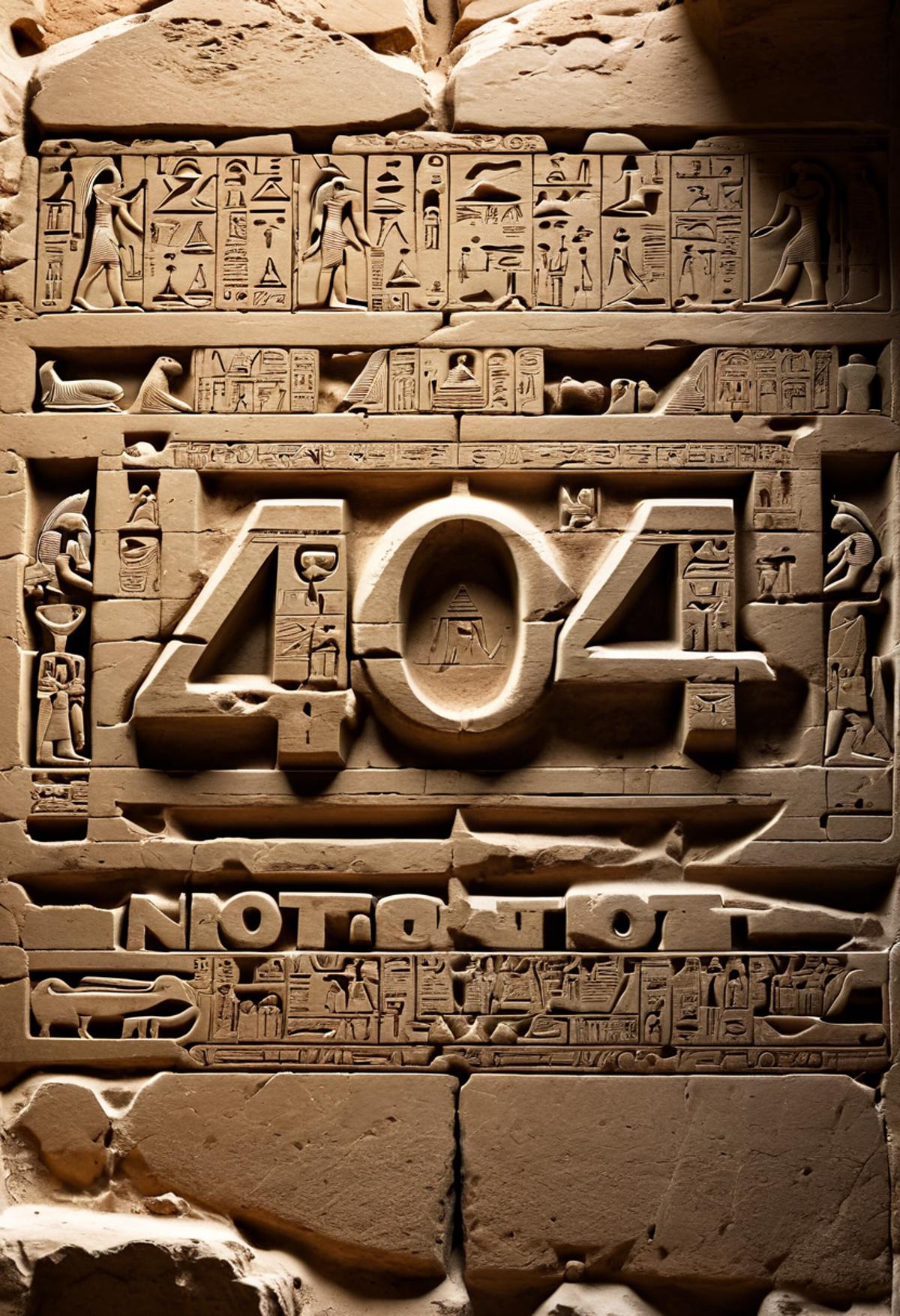 Ancient Egyptian Hieroglyphic Decoration with the Number 404