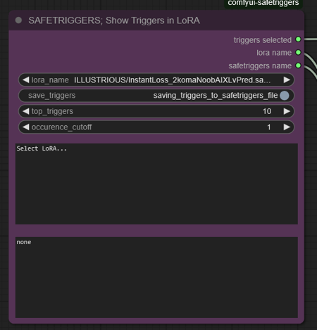 SAFETRIGGERS - ComfyUI Custom Nodes for READING TRIGGERS (WORDS AND PHRASES) FROM LoRAs v1.1beta