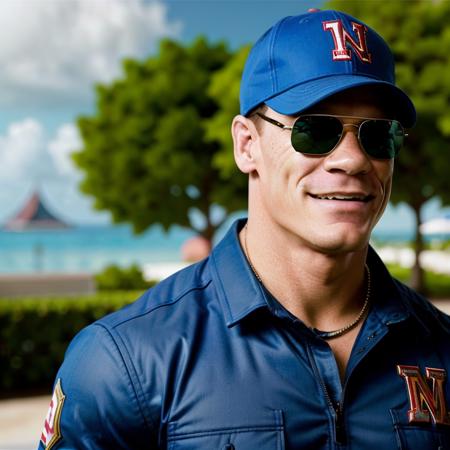 1man, <lora:John Cena:0.7>,John Cena,,(posing),portrait,smiling,sunglasses,hat,raw photo, photorealistic, best quality, masterpiece, illustration, extremely detailed ,CGI ,unity ,8k wallpaper, masterpiece,best quality,official art, extremely detailed CG unity 8k wallpaper, absurdres, incredibly absurdres, huge filesize, ultra-detailed, highres, extremely detailed,(outside)