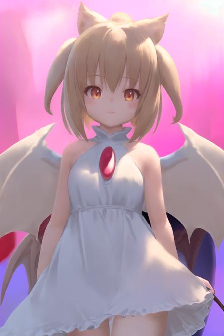 masterpiece,best quality,1girl,moogle,wings,happy,white dress,<lora:Moogle_NF_V1.3:0.9>,