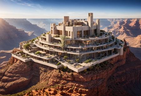 (The colonial city of the future, in the mist-filled Grand Canyon, on an unknown Earth-like planet, 2 moon on sky, Spaceship flight connects colonies:1.3), (Richard Meier:1.2), (Mario Botta:1.3), (avant-garde, future, reality, science fiction, photorealistic), (modern architecture:1.2), 
(Large Files, Ultra Realistic, 8K, 16k, FHD, HD, VFX, Perfect, Photography, composition, Architecture Sales Photography, Architecture Competition, Ultra High Resolution, Cinematography, High Resolution Image:1.1), (dramatic lighting, direct sunlight, ray tracing, clear shadow:1.2),  (real landscape:1.1), (blurred background:1.0), (urban background, more_details) ,
ac_neg1, great lighting, clear, hillscastel, frames