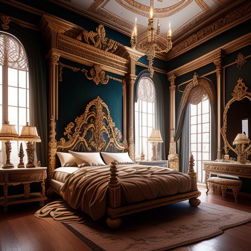 a baroque style bedroom  <lora:BedroomAI_LoRA:0.5>