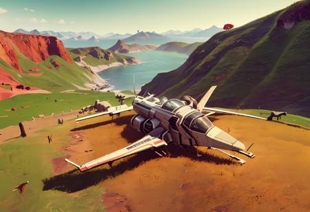 ((highly detailed, extremely detailed CG unity 8k wallpaper, illustration, highres, absurdres)), ((masterpiece)),
<lora:nomansky:1>nomanskyai,ground vehicle, no humans, scenery, outdoors, mountain