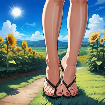 Corked Wedge Thong Footwear [IllustriousXL]