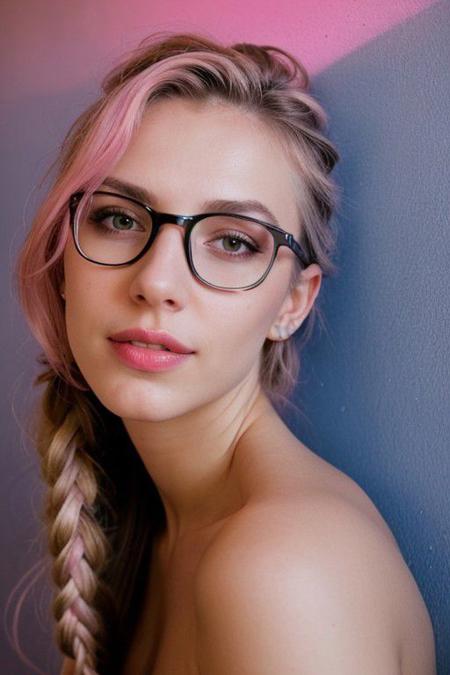 Light Projection,a portrait of a beautiful woman painted on wall with light,stunning beauty,soft light, pastel colors, muticolore hair, punk, line art,simple background, modernism, glowing lips, piercings, lips closed, light smile, masterpiece, natural style, braids, neon, detailled iris, rich woman, big glasses, nerd, ral-bubblegum <lora:ral-bubblegum-sdxl:1> ral-bubblegum landscape
masterpiece, epiCRealism, realbodiez