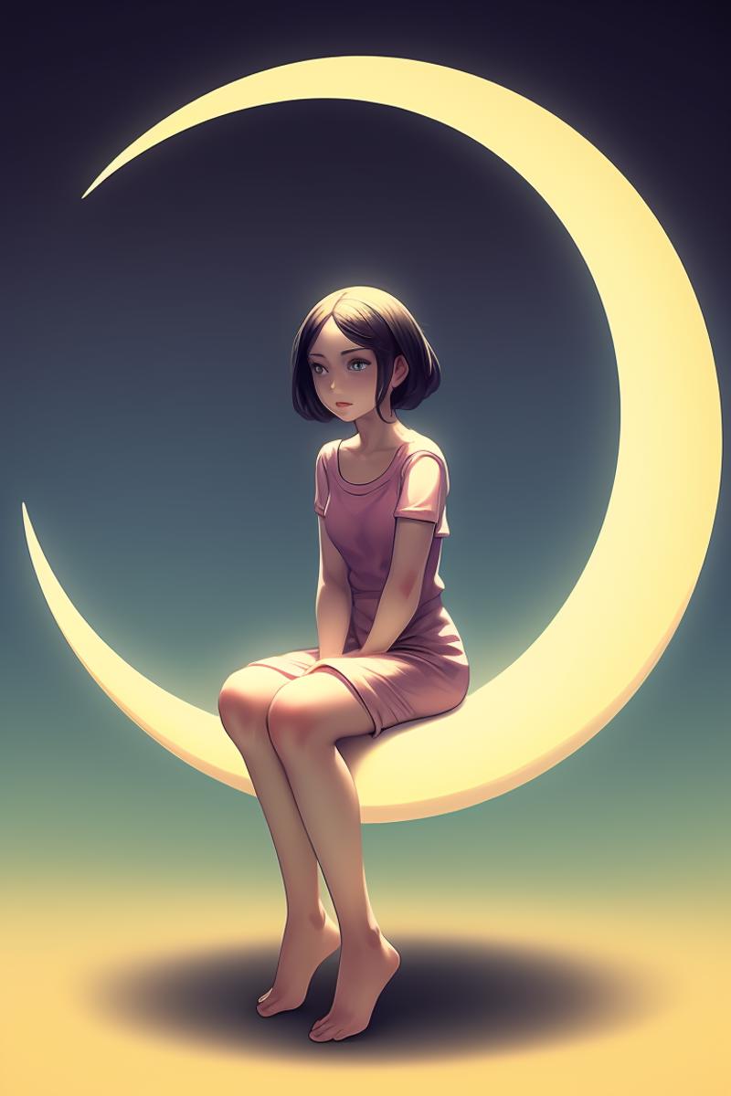 sitting on the crescent moon/月に乗る image by MarkWar