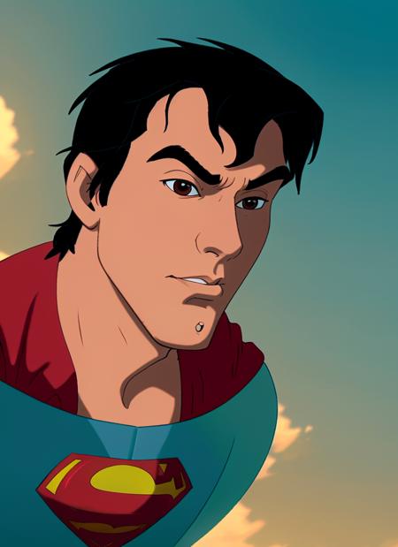 Superman, looking at viewer, in the city, disney style <lora:DisneyRen:1>