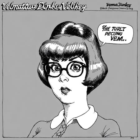 kliban-style portrait of velma dinkley