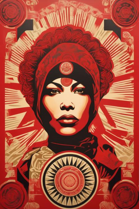 <lora:Shepard Fairey Style:1>Shepard Fairey Style - Shepard Fairey (Obey Giant) inspired series of large-scale murals that celebrate cultural diversity and promote unity, using bold colors, geometric patterns, and powerful symbolism to convey messages of inclusivity and social justice.