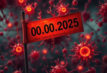 Microscopic view, a banner on a stick that says "00.00.2025"
,photorealism, intricate details, extremely detailed, masterpiece, outstanding intricacies, best quality, hires textures, high detail, incredibly detailed, cinematic lighting, its cells dividing and mutating into surreal, organic structures that glow with an unsettling light. The image is a fusion of science and body horror, rendered in exquisite detail.,  In the style of Leonora Carrington, intricate, highly detailed compositions with a focus on texture and pattern, a muted, earthy color palette dominated by red and pink, and a sense of surreal, otherworldly beauty that is both captivating and unsettling. masterpiece,best quality, atmospheric haze, Film grain, cinematic film still, highly detailed, high budget, moody, epic, OverallDetail, gorgeous, photorealistic,  atmospheric lighting, 
Panoramic view of a microscopic world of flows, viruses and bacteria, single cell microorganisms floating freely in an aquatic world, intense colors, close-up of a protozoan, perfect composition, hyper detail, 
,photorealism, intricate details, extremely detailed, masterpiece, outstanding intricacies, best quality, hires textures, high detail, incredibly detailed, cinematic lighting, its cells dividing and mutating into surreal, organic structures that glow with an unsettling light. The image is a fusion of science and body horror, rendered in exquisite detail