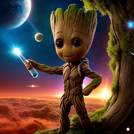 groot, tree,  <lyco:groot:0.75>, space