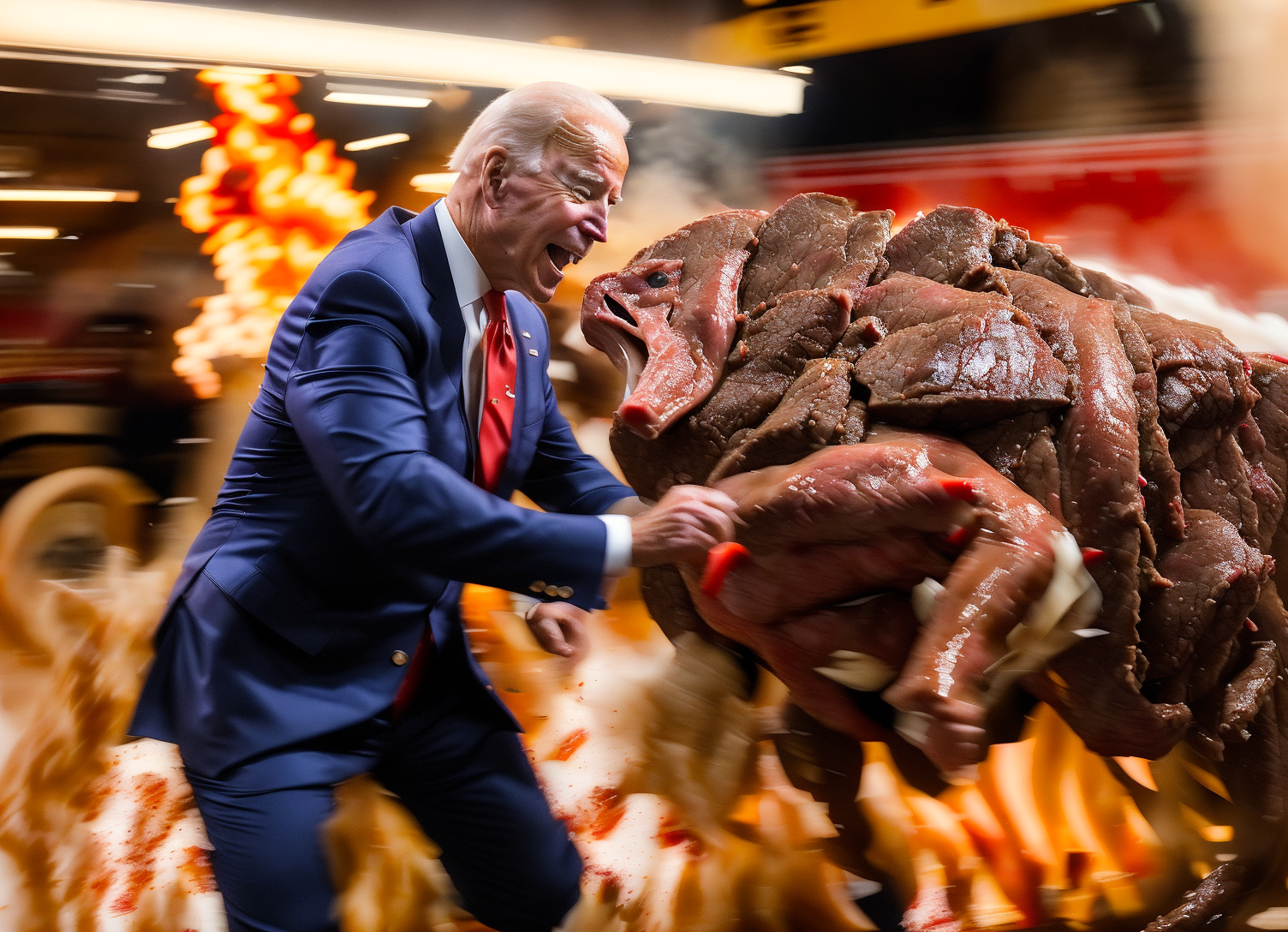<lora:garbage-bin-LoHa-concepts:1> f/2.0 epic action (photo:1.2); Joe Biden is dick fight islanding some beef stew, yuppie...
