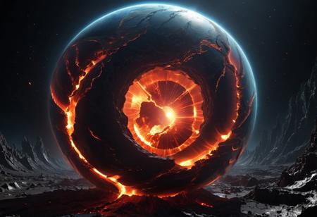 piercing light, (aesthetics:1.1), (low colors:1.2), BREAK,
, Futuristic epic disaster scene of Earth sinking into another planet made of translucent materials and its internal structure clearly visible, including magma spills and light-emitting explosions. its precise construction and possible geostructure. Hi-tech and futuristic holographic planet body scan, bioluminescence, fiber optics, masterpieces, octane rendering, unreal engine,
 , intricate details, UHDR, 32K,