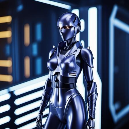 LadyArmaroid1024, a female robot, in a spaceship, cyberpunk background , highly detailed, photography, ultra sharp, film, bokeh, professional, 64k  <lora:add-detail-xl:1.5> <lora:LadyArmaroid1024:0.8>