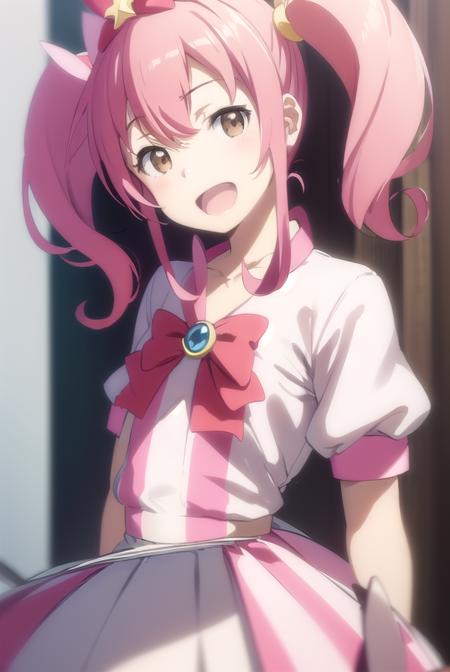 meruru, <lora:meruru s2-lora-nochekaiser:1>,
meruru, twintails, pink hair, ahoge, hair bow, (brown eyes:1.5), smile, open mouth,
BREAK skirt, gloves, bow, cosplay, magical girl, frills, puffy sleeves,
BREAK outdoors, city, 
BREAK looking at viewer, (cowboy shot:1.5),
BREAK <lyco:GoodHands-beta2:1>, (masterpiece:1.2), best quality, high resolution, unity 8k wallpaper, (illustration:0.8), (beautiful detailed eyes:1.6), extremely detailed face, perfect lighting, extremely detailed CG, (perfect hands, perfect anatomy),