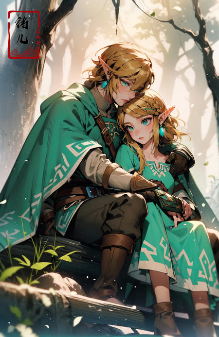 legend of zelda link between forest and ice, in the style of romantic illustrations, goblin academia, green and bronze, romantic manga, detailed costumes, post-painterly, dark cyan and beige
leafeye contactsitting
<lora:~Q?-X^\legend of zelda:0.8>