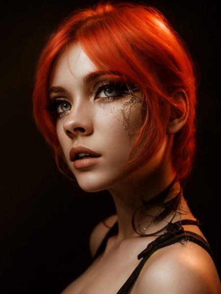 proffessional photography, low key, very black background, shoulder portrait, rim light reflection in eye, ultra detailed eyes, detaile skin, skin with defaut, sexy attitude, light from right, rembrand lightning, <lora:InopiaxV1:1>