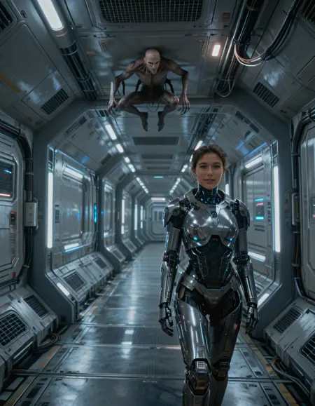 futuristic spaceship corridor pony
