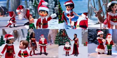 A Gal Gadot in the snow with Santa ClaymationXmas, very detailed, clean, high quality, sharp image