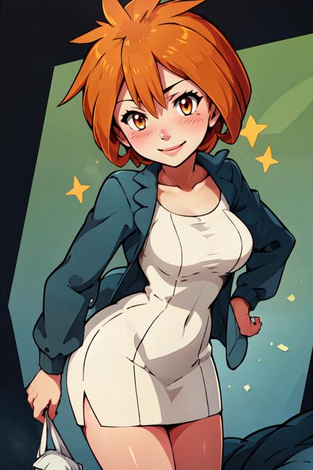 zzBrigette, short hair, orange hair, brown eyes, zzBrigette, short hair, orange hair, brown eyes, blue jacket, white dress,