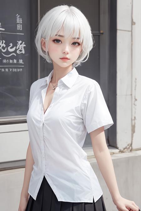 masterpiece,best quality,upper body,1girl,collared_shirt and flared_skirt as material2,色彩,calligraphy pen \(medium\),fading border,white hair,small breasts,wide-eyed,bored,cowboy shot
Negative prompt: EasyNegative, (bad and mutated hands:1.3),(nsfw:1.5),(bad anatomy, nude,paintings, sketches, worst quality, low quality, normal quality, lowres,:1.3),BadDream, By bad artist -neg, FastNegativeEmbedding, Unspeakable-Horrors-64v, picture frame, painting frame, frame, painting frame, border,nsfw,
Steps: 20, Sampler: DPM++ 2M Karras, CFG scale: 5, Seed: 3538782670, Size: 512x768,