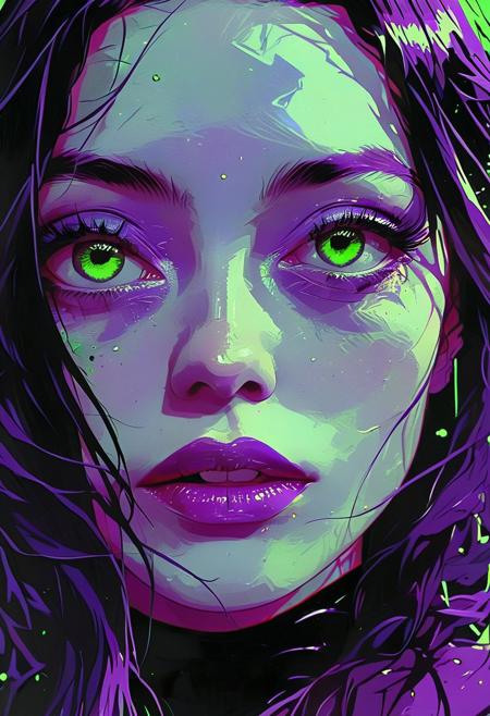 a japanese woman, shadow veiling her eyes, Conrad Roset, pop art, pop surrealism, dark color gradet, very detailed 3d effect, deep image visualisation, extreme depth of field, create a pop-art hyperpunk scene with desaturated dark purple and neon-green details, colorful (polaroid:0.7) with vibrant colors, (vacations, high resolution:1.3), (small, selective focus, european film:1.2), (sexual advance:1.1), closeup As you close into the depths, the pristine white walls of an elongated Exoplanet base glisten in the moonlight. But as it enters into their exploration, Sultry boudoir photography, Portals ringed with colors extending beyond normal perception ultraviolets so deep they hurt to perceive,by Kuang Hong, Milton Glaser, Vector Art, landscape, Movie still, best quality, hair light, Slow Shutter Speed, Kodak UltraMax 400, Depth of field 270mm, digital art, rich colors