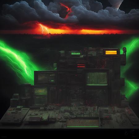 textless (weathercontrol:1) a painting of a computer with a storm in the background <lora:WeatherControl_LoraBooth:1>