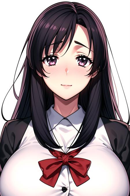 Simple White Background,
red_bowtie, school_uniform, shirt,long_sleeves, pleated_skirt,Black_jacket,thighhighs, black_legwear,
<lora:KotonohaKatsura-V2:0.7>,
Black_long_hair,Black_eyes,parted bangs,
<lora:Mariana_Luciano_NON_VIRGIN-KK77-V1:0.3>,<lora:more_details:0.1>,
1 girl, 20yo,Young female,Beautiful Finger,Beautiful long legs,Beautiful body,Beautiful Nose,Beautiful character design, perfect eyes, perfect face,expressive eyes,perfect balance,
looking at viewer,(Focus on her face),closed mouth, (innocent_big_eyes:1.0),Light_Smile,
official art,extremely detailed CG unity 8k wallpaper, perfect lighting,Colorful, Bright_Front_face_Lighting,shiny skin, 
(masterpiece:1.0),(best_quality:1.0), ultra high res,4K,ultra-detailed,
photography, 8K, HDR, highres, absurdres:1.2, Kodak portra 400, film grain, blurry background, bokeh:1.2, lens flare, (vibrant_color:1.2),professional photograph, 
(Beautiful,large_Breasts:1.4), (beautiful_face:1.5),(narrow_waist),