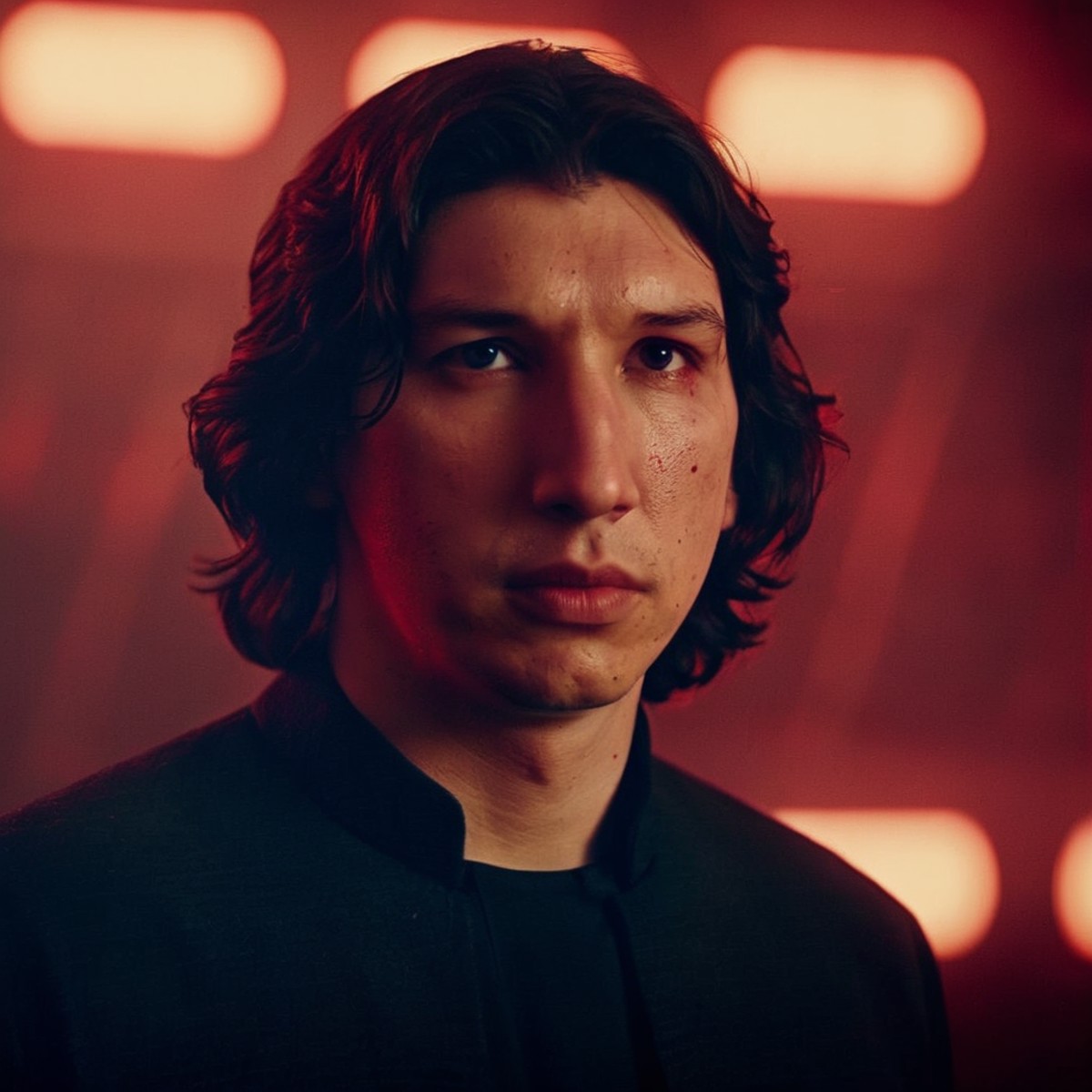 cinematic film still of  <lora:Ben Solo:1>
Ben Solo a man with a bloody face scar mark in star wars universe, shallow dept...
