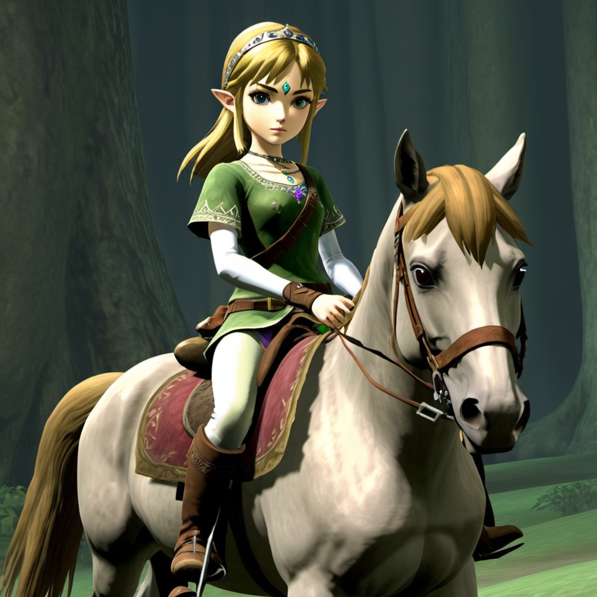 a pretty girl riding a horse, zelda twilight princess cutscene