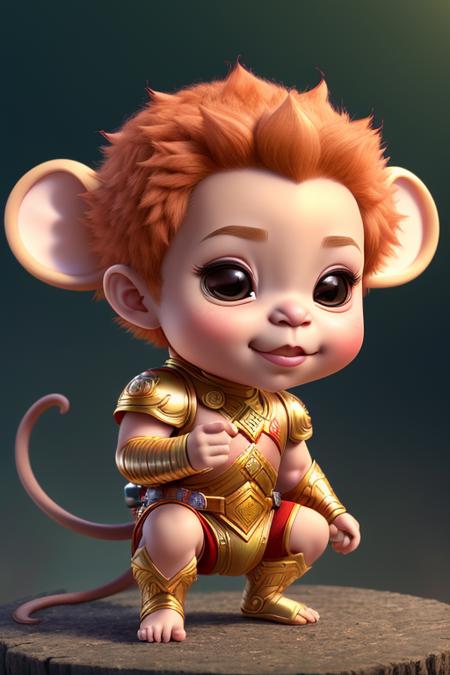 (cbzbb:1.25), ((mouse)), little, baby, beautiful, fantasy art, devian art, trending artstation, digital art, detailed, realistic, humanoide, character, tiny,cinematic shot,cinematic portrait of Sun WuKong, cute character as a Sun WuKong, <lora:cuteRichstyle15_lora8:1>