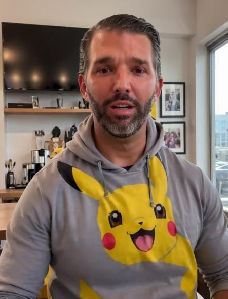 donjr person, ((dressed up in a pikachu costume)) trying to talk to women at Coffee shops <lora:Donald Trump Jr. -(Trigger is Donjr Person):1>