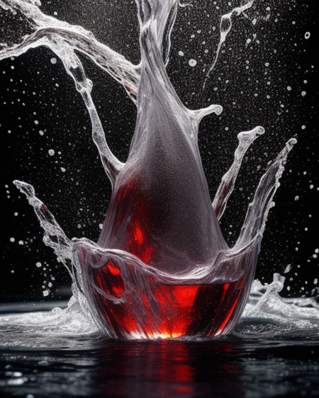 high detailed cinematic photo, breathtaking, splash of colorful liquids, perfect lighting, dark shot