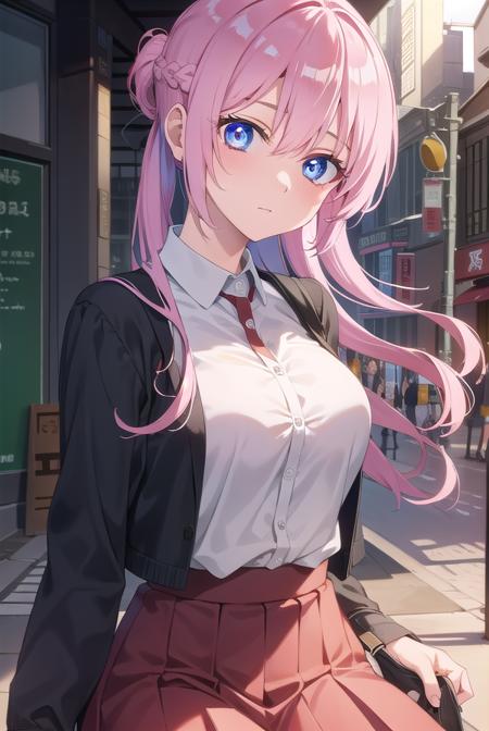 miyakoshikimori, <lyco:miyakoshikimori-lyco-nochekaiser:1>,
miyako shikimori, long hair, blue eyes, hair between eyes, pink hair,
BREAK dress, ponytail, braid, red dress, collar, button, skirt, red skirt,
BREAK looking at viewer,
BREAK outdoors,
BREAK <lyco:GoodHands-beta2:1>, (masterpiece:1.2), best quality, high resolution, unity 8k wallpaper, (illustration:0.8), (beautiful detailed eyes:1.6), extremely detailed face, perfect lighting, extremely detailed CG, (perfect hands, perfect anatomy),