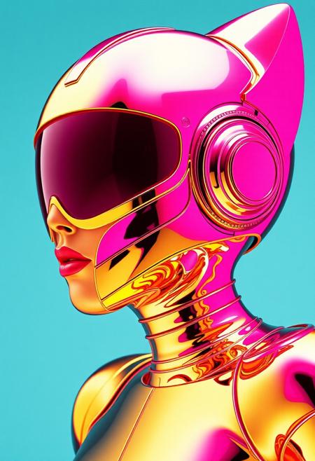 Avant-garde , 1970s futurism, chrome , magenta and gold